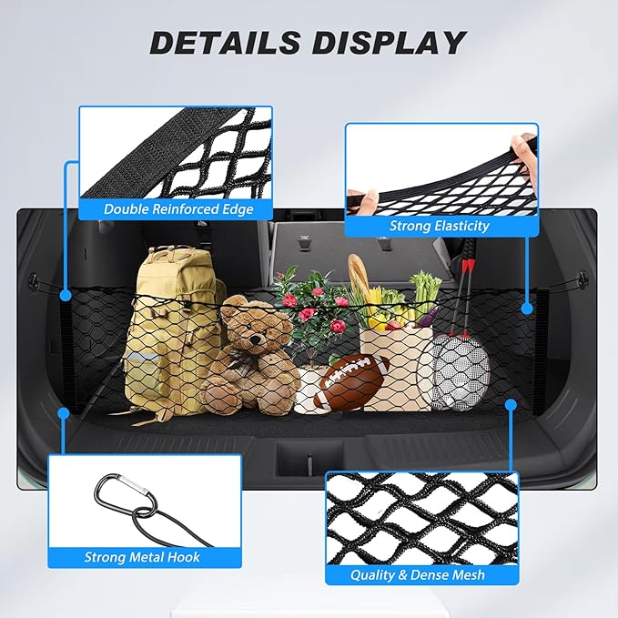 Karltys Cargo Net for Chevy Trax 2024-2026 Trunk Net | Envelope Style Elastic Mesh Net | Heavy Duty Metal Hooks | Chevrolet Trax Accessories