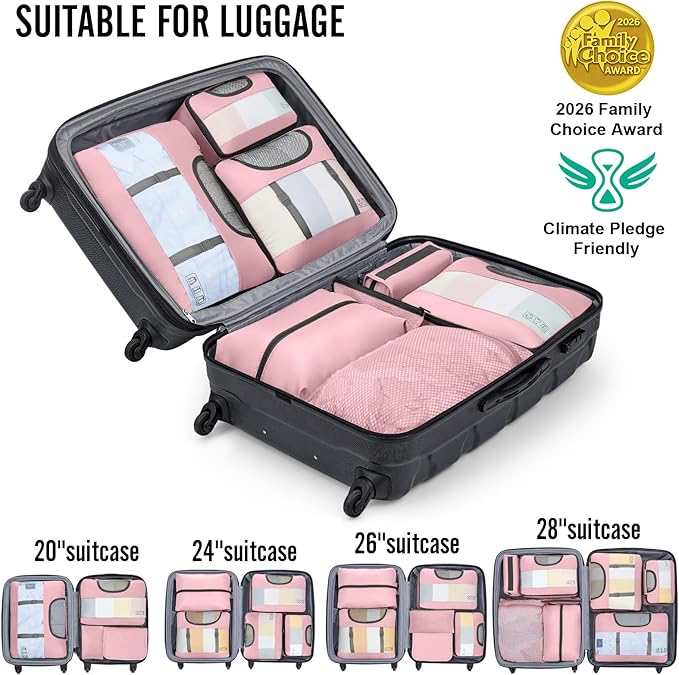 Veken 10 Set Packing Cubes for Travel Essential, Suitcase Organizer Bags in 4 Sizes, Carry-On Luggage Accessories with Large Laundry & Shoes Bag, Must-Have for Airplane, Road Trip & Camping