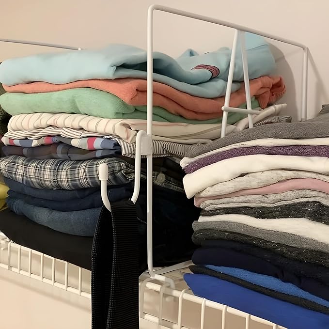 Evelots Wire Shelf Dividers - Extra Closet Organization and Storage for Home or Office -10 Pack- New Removable Hooks - Tall Shelf Separators - Easy to Clip -No Tool- Sturdy Coated Steel - 12 Inch Tall