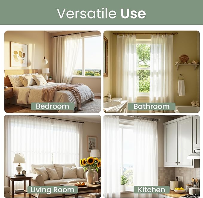 No Adhesive Heavy Duty Curtain Rod Holders with Wide Hook, 5X Stronger Than Adhesive Curtain Rod Hooks,Tension Curtain Rod Bracket for Wall with Pin Guide, Curtain Wall Mount (12 Pack, For 1.25" Rods)