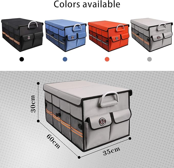 Trunk Organizer, LIBZAKI Cargo Organizer, Premium Multi Compartments Collapsible Portable Trunk Storage for auto, SUV, Truck, Minivan -Grey