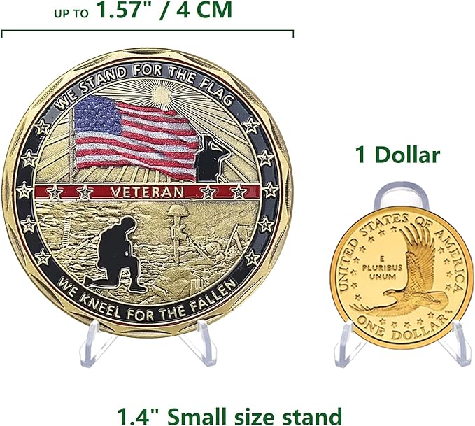 LRANFOW Coin Stand 50 PCS 1.4" Acrylic Stands for Display Coins Challenge Medals Casino Chips