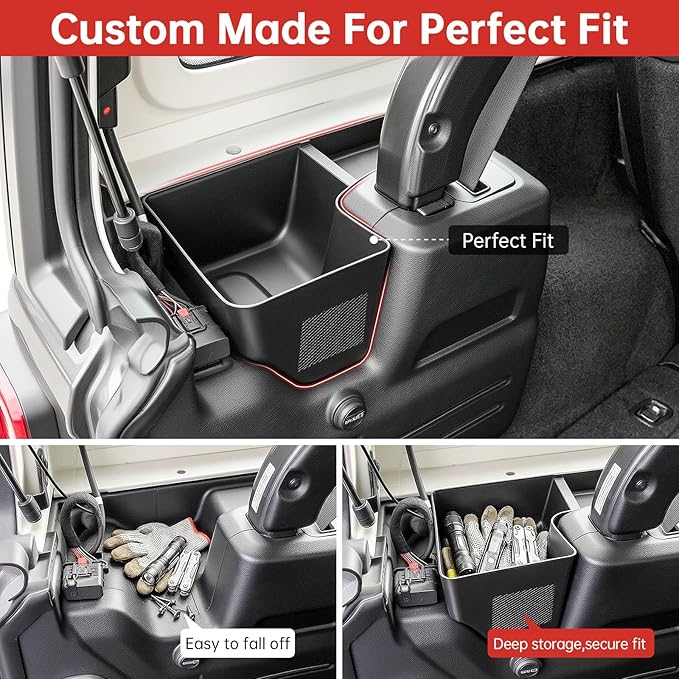 Wheel Well Storage Bin Fit for 2018-2023 Jeep Wrangler JL JLU 4XE Rear Trunk Side Storage Box Cargo Organizer Cargo Tray for Wrangler JL 4dr Accessories(18-23 Trunk Organizer, Not Gladiator)