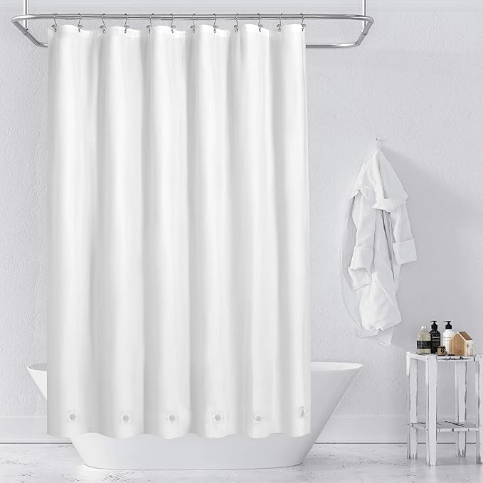 Barossa Design White Shower Curtain Liner with 6 Magnets - Waterproof PEVA Shower Liner for Bath Tub, 72" x 72" Standard Size, PVC Free & Metal Grommets - White, 72x72 (Pack of 2)