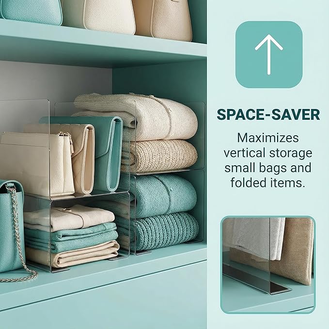Baluue 6 Pack Clear Magnetic Shelf Dividers PVC Plastic L Shaped Separators 12cm Tall Shelf Divider for Wire Shelving Closet Organization Retail Display Rack Cabinet Goods Bins