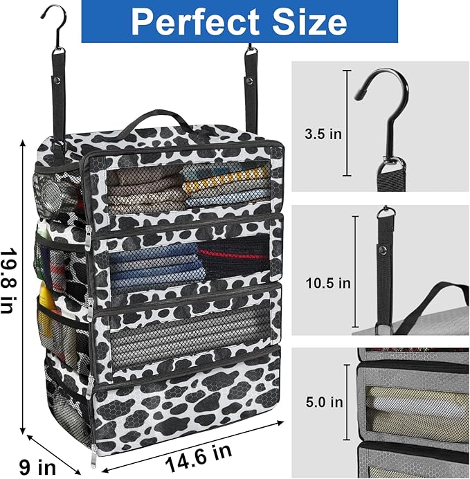 Olosar Suitcase Organizer, Travel Luggage Organizer Portable Hanging Travel Shelves Collapsible Hanging Packing Cubes for Carry on Suitcase