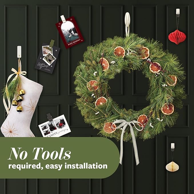 Command Mixed Hooks Pack, 10 Soot, 12 Strips (2 Medium Hooks, 8 Spring Clips), for Hanging Christmas Decorations