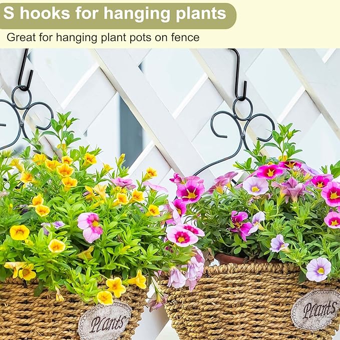 30 Pack 2.4 inches S Hooks for Hanging on Wire Shelves, Black S Shaped Hanging Hooks Hangers Pan Holder Pot Wire Rack Hooks for Kitchenware Spoons Pans Pots Utensils Jeans Bags Towels Plants,
