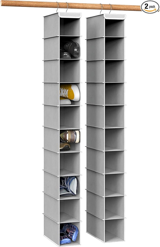 Simple Houseware 2 Pack 10 Shelves Hanging Organizer, Gray