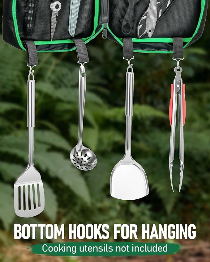 FANGSUN Camping Cooking Utensils, 16 PCS Portable Camping Kitchen Set with Grill Accessories, Camp Gifts for Men Dad, New Year‘s Presents for RV, Hiking, Picnic, Backpacking