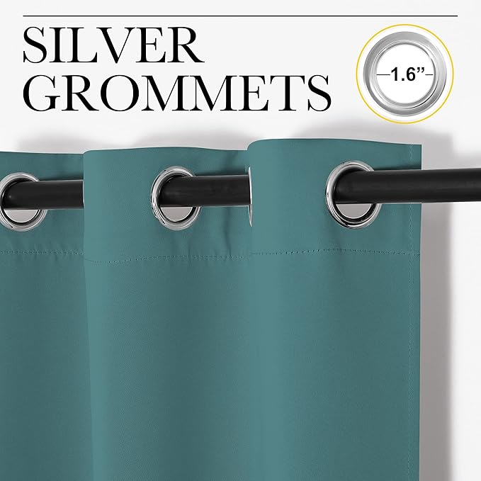 NICETOWN Blackout Curtain 108 inches Long, Grommet Thermal Insulated Extra Wide Room Divider Drape Window Treatment for Sliding Glass Door/Living Room, W120 x L108, Sea Teal, 1 Panel