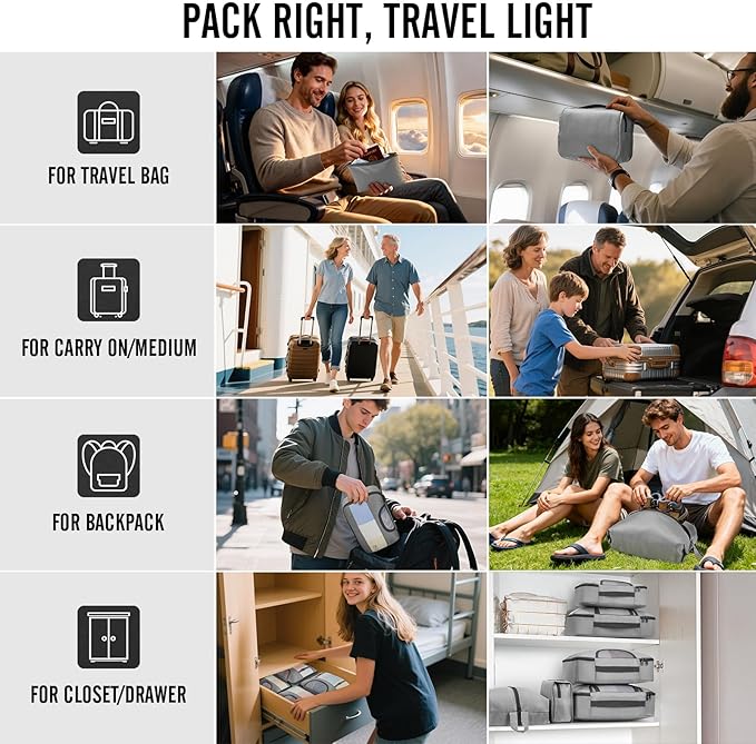 Veken 10 Set Packing Cubes for Travel Essential, Suitcase Organizer Bags in 4 Sizes, Carry-On Luggage Accessories with Large Laundry & Shoes Bag, Must-Have for Airplane, Road Trip & Camping