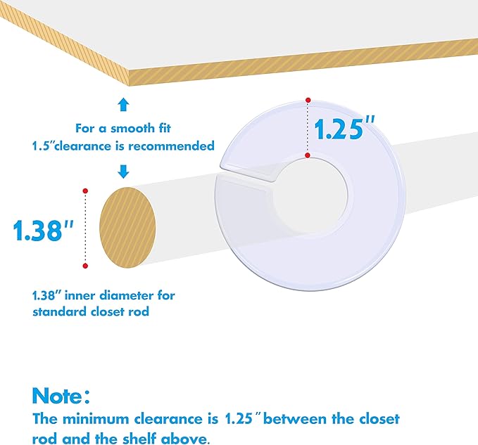 Vantasii 30 Pack White Round Clothing Size Closet Rack Dividers Hangers with 1 Bonus Marker (Outer 3.5”, Inner 1.38” in Diameter)