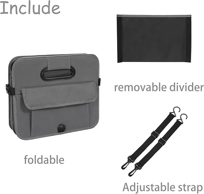 AOKJOY Car Trunk Organizer Car Storage Organizer Collapsible Multi Compartment Car Organizer Adjustable Straps Car Organizer for SUV(Gray)