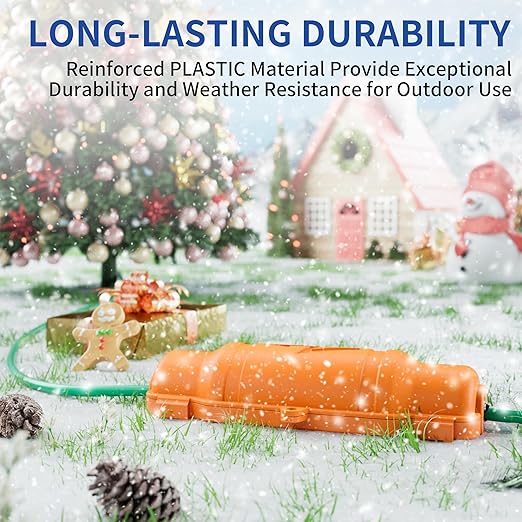 9 Pack Outdoor Extension Cord Safety Cover with Waterproof Seal IP54 Water-Resistant, Weatherproof Electrical Connection Box with 2 Latches, Plug, Socket, Holiday Decoration Light, Orange