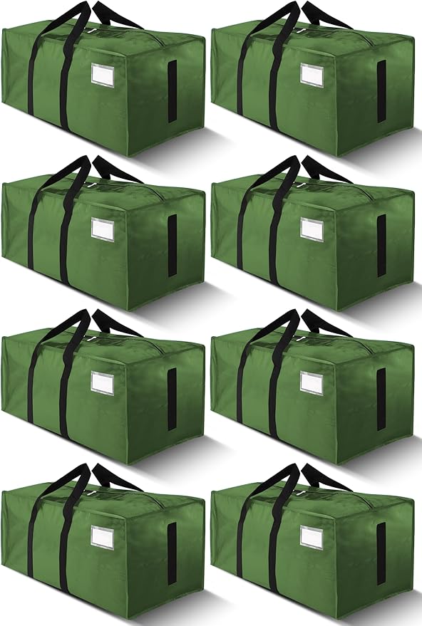 HOMESURE Supports 200lbs Heavy Duty Moving Bags - Strong Zipper & Wrap-Around Handles - Water-Resistant Storage Totes, Durable Alternative to Moving Boxes - 8 Pack - Olive Green