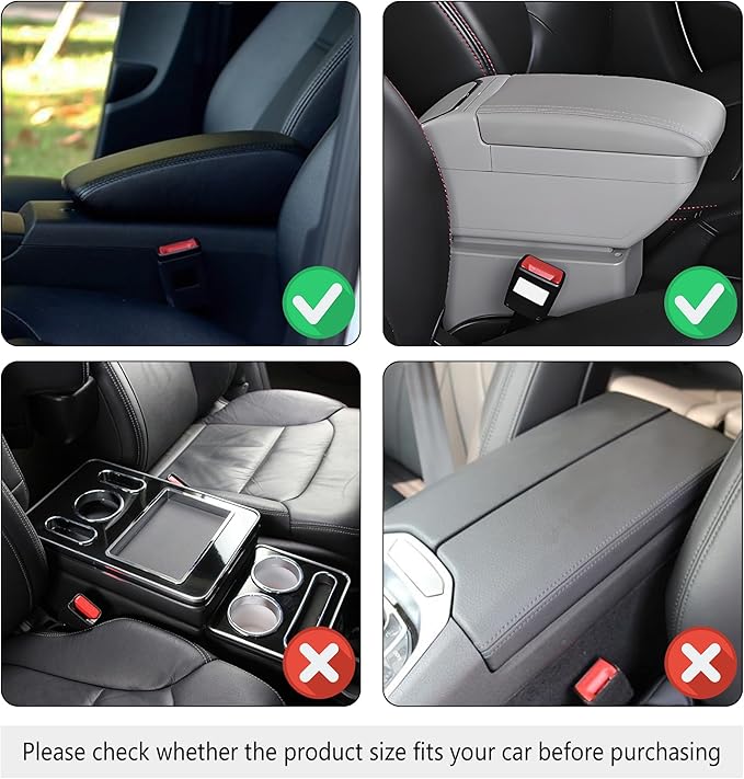 Stacool Upgraded Car Center Console Cover,Microfiber Leather Car Armrest Cover Cushion with 2 Storage Bags,Universal Car Armrest Storage Box (Light Beige)