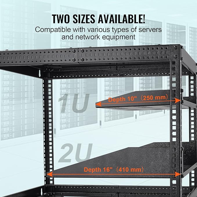 VEVOR 2U Server Rack Shelf - Universal Vented Cantilever Tray for 19 inch Network Equipment Rack & Cabinet, 16" Deep, 50 lbs Weight Capacity, Wall Mount