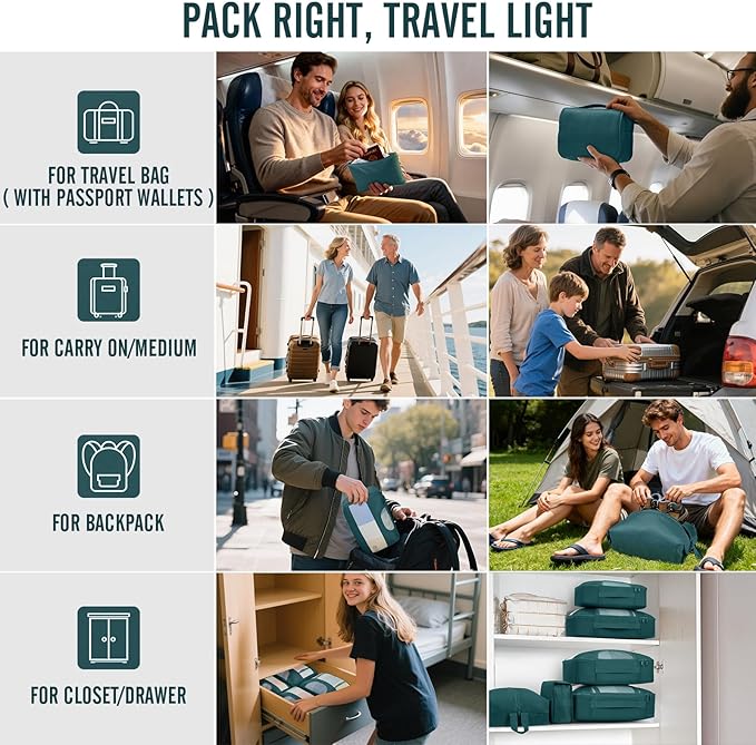 Veken 8 Set Packing Cubes for Travel Essentials, Suitcase Organizer Bags in 4 Sizes, Carry-On Luggage Accessories with Large Laundry & Shoes Bag, Must-Have for Airplane, Road Trip & Camping
