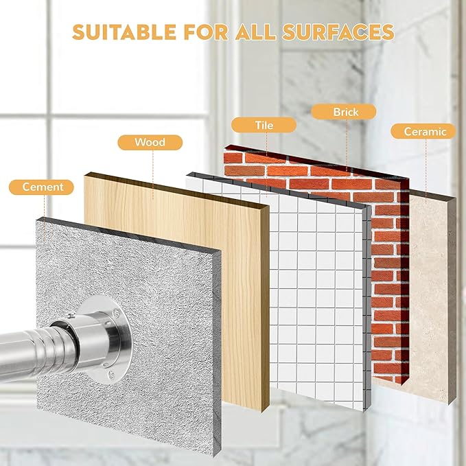 1.3 Inch Diameter Closet Rods for Hanging Clothes 17-100 Inch Adjustable, Metal Heavy Duty Closet Pole, Silver Closet Bar for Hanging Clothes, Suitable for Closet, Wardrobes, Bathroom, Windows
