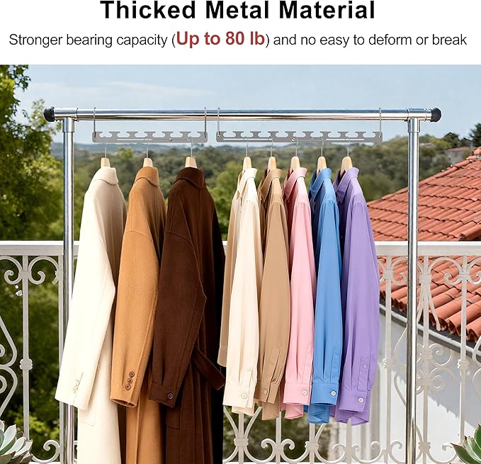 12 Pack Space Saving Hangers for Clothes, 6 to 9 Holes Expandable Metal Heavy Duty Hangers Space Saving for Closet Bedroom Dorm RV Outdoors