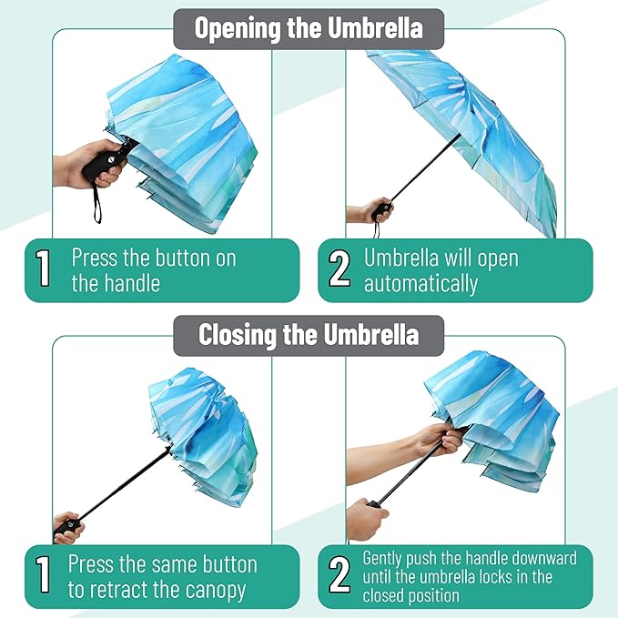 Mr. Pen- Windproof Travel Umbrella, Small Water-Resistant Automatic Folding Umbrella for Rain and Sun, Light, Compact and Portable for Women & Men, Fits Car & Backpack