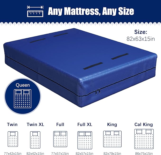 Cosy Family Mattress Bags for Moving with 8 Handles - 170GSM Extra-Thick Mattress Bag for Moving Supplies - Reusable Mattress Cover Protector Storage with Zipper - Queen Size - Blue