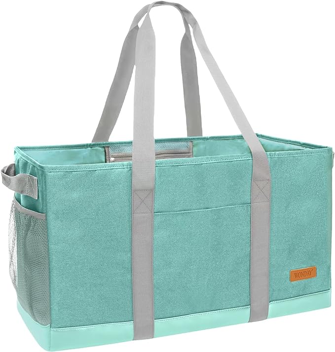 WONDAY Extra Large Utility Tote Bag - Standing Reusable Grocery Bag with Handle, Collapsible Storage for Shopping, Beach