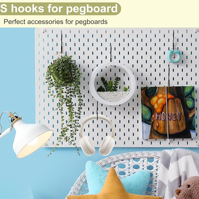 30 Pack 2.4 inches S Hooks for Hanging on Wire Shelves, Black S Shaped Hanging Hooks Hangers Pan Holder Pot Wire Rack Hooks for Kitchenware Spoons Pans Pots Utensils Jeans Bags Towels Plants,