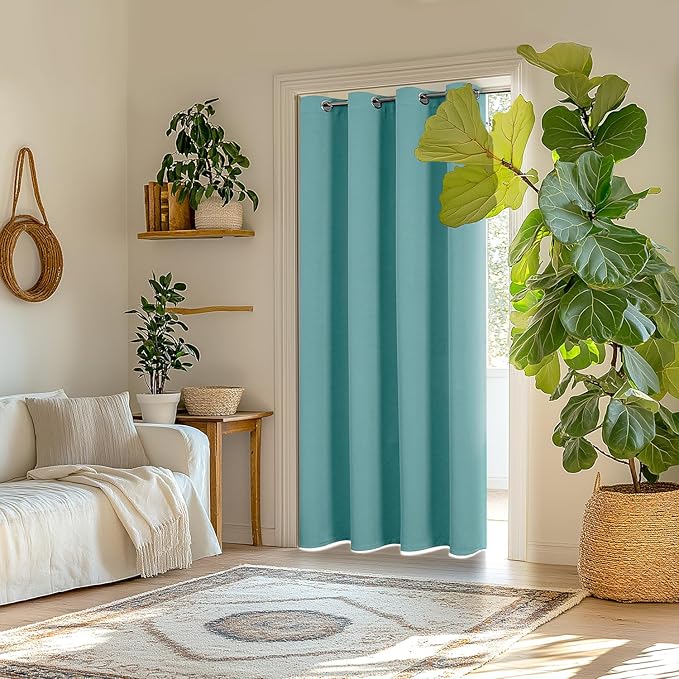 ChrisDowa Blackout Curtains 84 inches Long for Bedroom - Grommet Thermal Insulated Room Darkening Curtains for Living Room (1 Panel, Aqua, 52 x 84 Inch)
