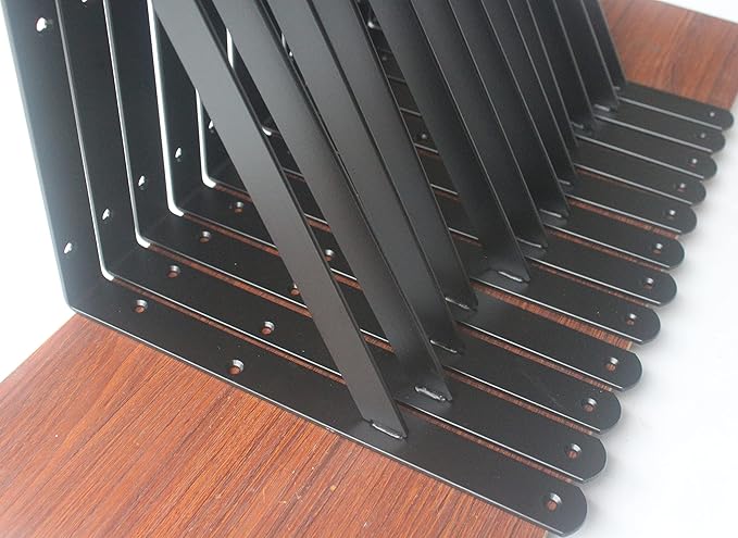 30 Pack L18 x H 12" Black Heavy Duty Shelf Brackets with Screws Metal Shelf Brackets Shelf Support Angle Brackets for Shelves L Brackets Heavy Duty Floating Shelf