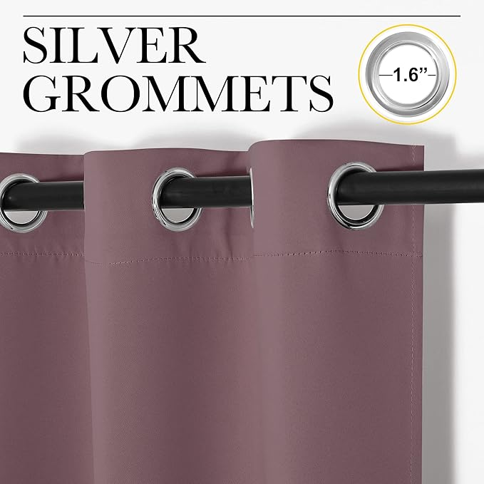 NICETOWN Blackout Curtain Blind for Bedroom, Single Panel, W42 x L54 inches, Dry Rose, Thermal Insulated Grommet Blackout Room Darkening Drape/Drapery