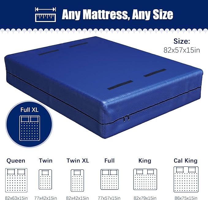 Cosy Family Mattress Bags for Moving with 8 Handles - 170GSM Extra-Thick Mattress Bag for Moving Supplies - Reusable Mattress Cover Protector Storage with Zipper, Blue, Full XL