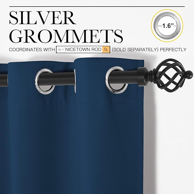 NICETOWN Lower Noise Room Divider Curtain Screen Partitions, Moroccan Blue, 1 Panel, 84" Tall x 120" Wide, Blackout Sound Reducing Divider Room Drape for Doorway/Glass Window/Sliding Door/Patio