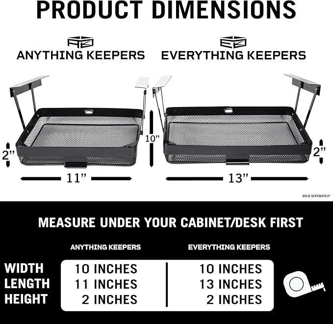 Under Desk Drawer Slide Out – Metal Under Desk Storage Drawer for Office, Home, RV – Slim Under Table Drawer Attachment with Easy DIY Mount, Space Saving Organiser - 11 x 10 x 2.5 in - Black