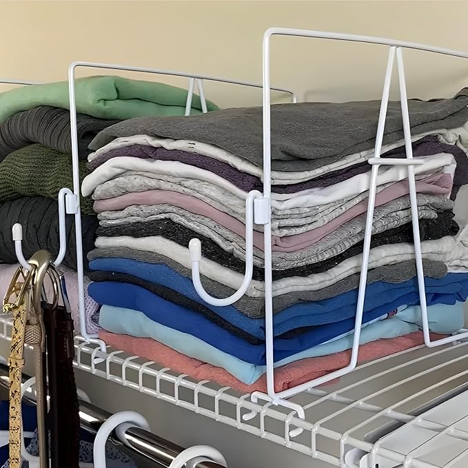 Evelots Wire Shelf Dividers - Extra Closet Organization and Storage for Home or Office -10 Pack- New Removable Hooks - Tall Shelf Separators - Easy to Clip -No Tool- Sturdy Coated Steel - 12 Inch Tall