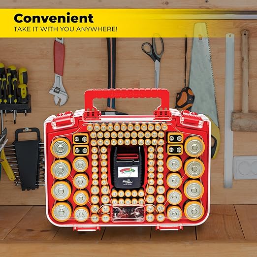Ontel Battery Daddy Smart - Battery Organizer Storage Case with Tester, Stores & Protects Up to 150 Batteries, Clear Locking Lid, As Seen On TV, Smart - 150 Batteries (BADAS-MC4)