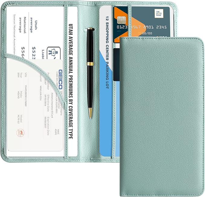 CoBak Car Registration and Insurance Holder - Vehicle Glove Box Car Organizer,Auto Truck Comparment Accessories Case with Magnetic Closure for Essential Document,Driver License,Cards