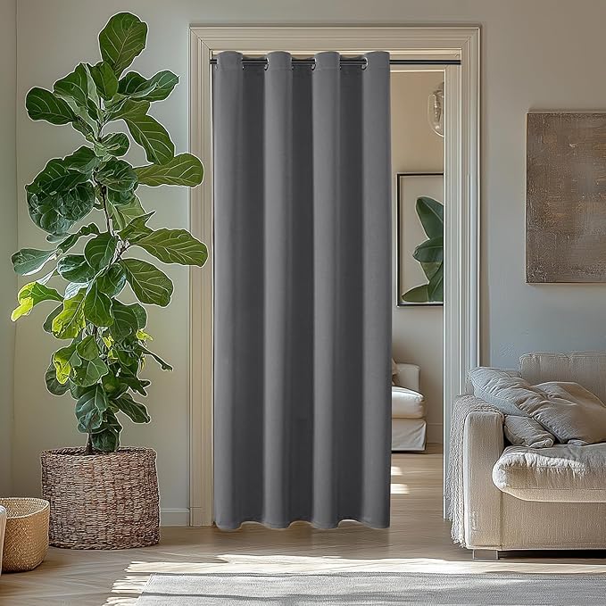 ChrisDowa Blackout Curtains 36 Inches Long for Living Room, Grommet Thermal Insulated Room Darkening Curtains for Bedroom (1 Panel Set, Grey, 42 x 36 Inch)