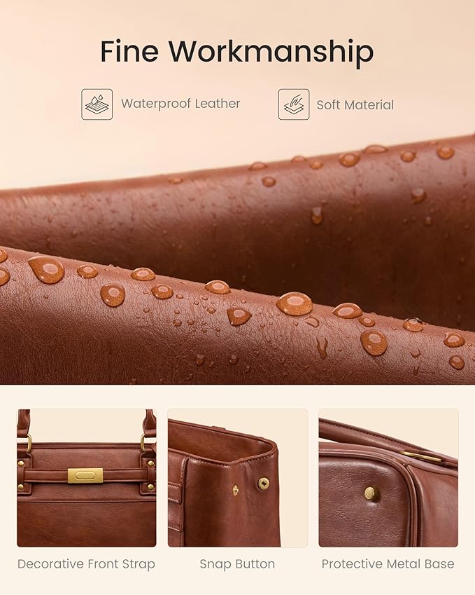 LOVEVOOK Laptop Tote Bag for Women, 17.3 Inch Waterproof Leather Work Computer Bag, Large Business Office Briefcase Shoulder Handbag Purse Gifts for Women