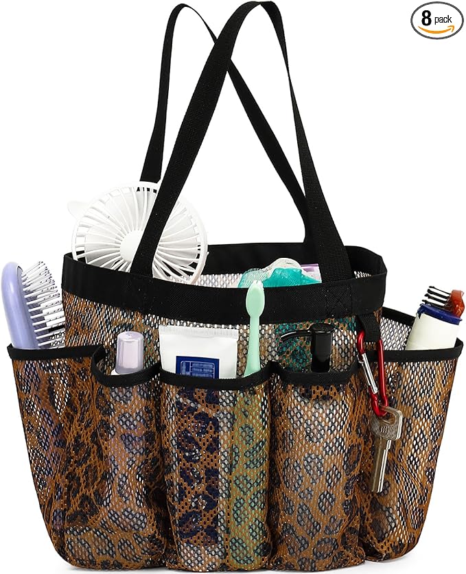 Fammart Mesh Shower Caddy Portable for College Dorm Room Essentials, 8-Pocket Large Shower Basket Tote Bag with 2 Handles for Toiletry, Bathroom, Beach, Camp, Gym