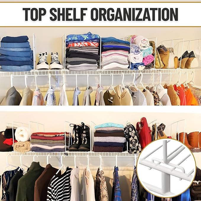 Evelots Wire Shelf Dividers -20 Pack- Closet Storage & Organization for Office/Pantry/Garage - Tall Shelf Separator - Easy Clip-No Tool - Solid Coated Steel