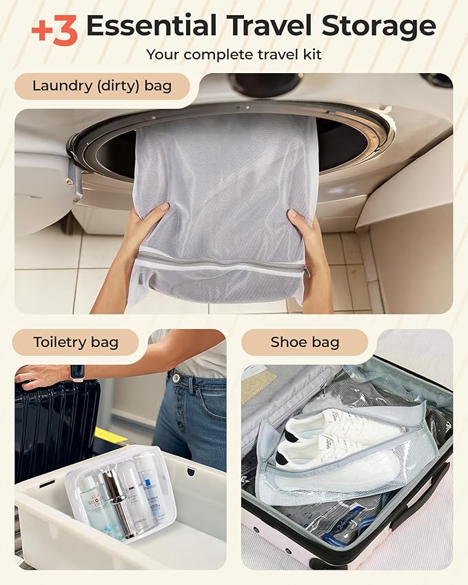 BAGSMART Vacuum Bags for Travel with Rechargeable Air Pump, Portable Space Saver Bags for Travel & Home, Vacuum Compression Seal Bag for Clothing, Blanket, 15 Pack-Pink