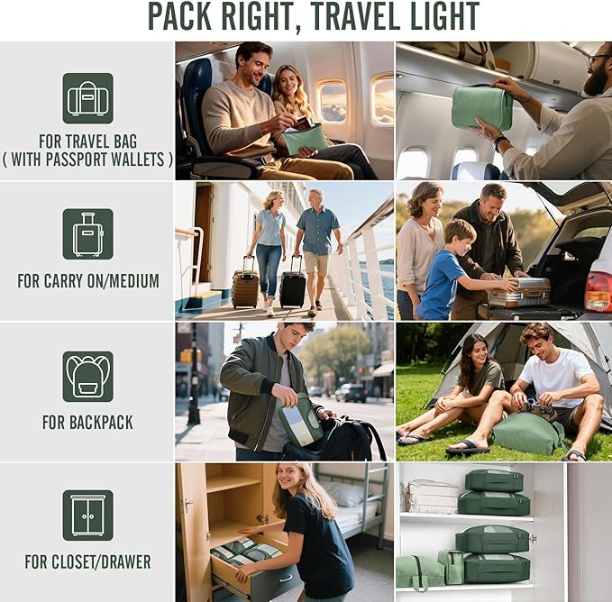 Veken 8 Set Packing Cubes for Travel Essentials, Suitcase Organizer Bags in 4 Sizes, Carry-On Luggage Accessories with Large Laundry & Shoes Bag, Must-Have for Airplane, Road Trip & Camping