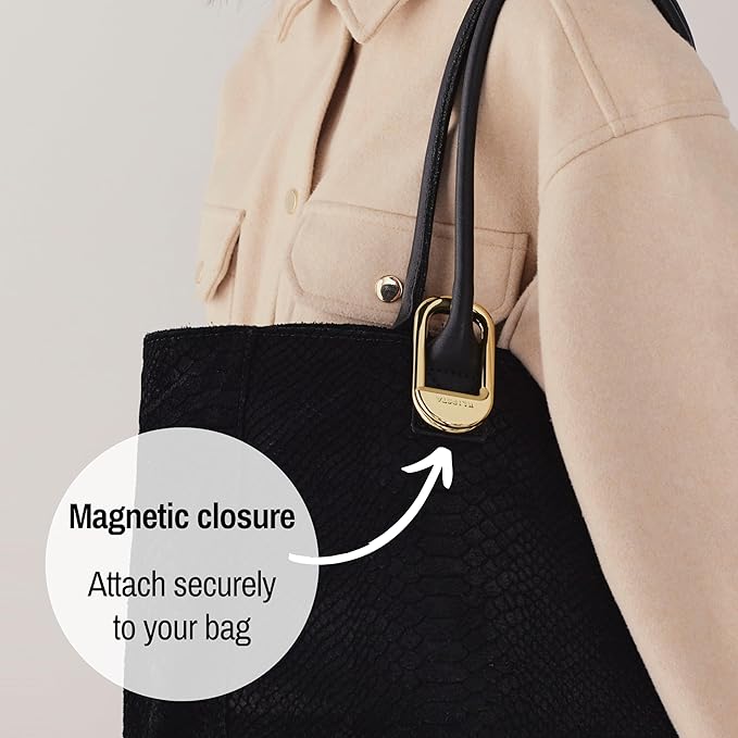 FLIP Bag Hook - Newly Redesigned. Portable Purse Hanger for Table with Magnetic Closure - Now Holds up to 50 lbs (Gold)