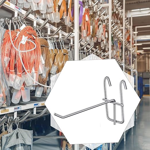Moxweyeni 4 Inch Grid Wall Hooks 25 Pcs Gridwall Panel Hooks Store Garage Wall Mount Organizers Storage Grid Display Hangers for Retail, Craft Show, Home Setup, Customized Display (Silver)