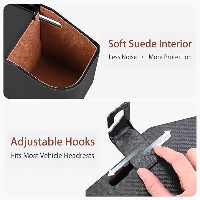 Mu&Ti Back Seat Car Organizer,4+2 in 1 Multifunctional Car Back Seat Storage Box with 2 Cup Holders, Tissue Box and Hook - Ideal for Kids and Travel(Beige)