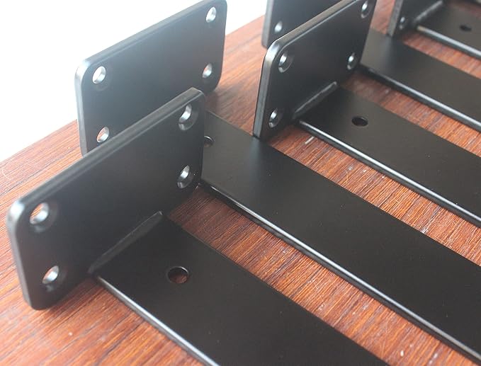 10 Pack - 8 inch Black Hidden L Shelf Bracket (1/5 Inch Thicked) Iron Floating Shelf Brackets Rustic Industrial Metal Brackets for Shelf Support