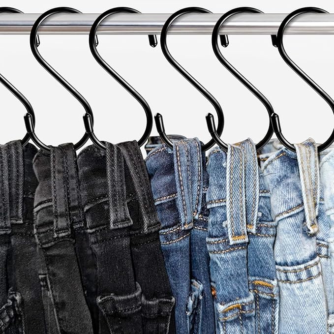 6 Pack Heavy Duty S Hooks for Hanging, Non Slip Vinyl Coated S Hook for Hanging Closet,Jeans, Pots, Mugs, Pans, Bird Feeders Kitchen and Large S Hook for Hanging Plants- 5 inch Length
