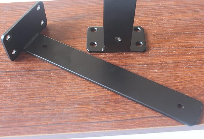 8 Pack - 11 inch Black Hidden L Shelf Bracket (1/5 Inch Thicked) Iron Floating Shelf Brackets Rustic Industrial Metal Brackets for Shelf Support